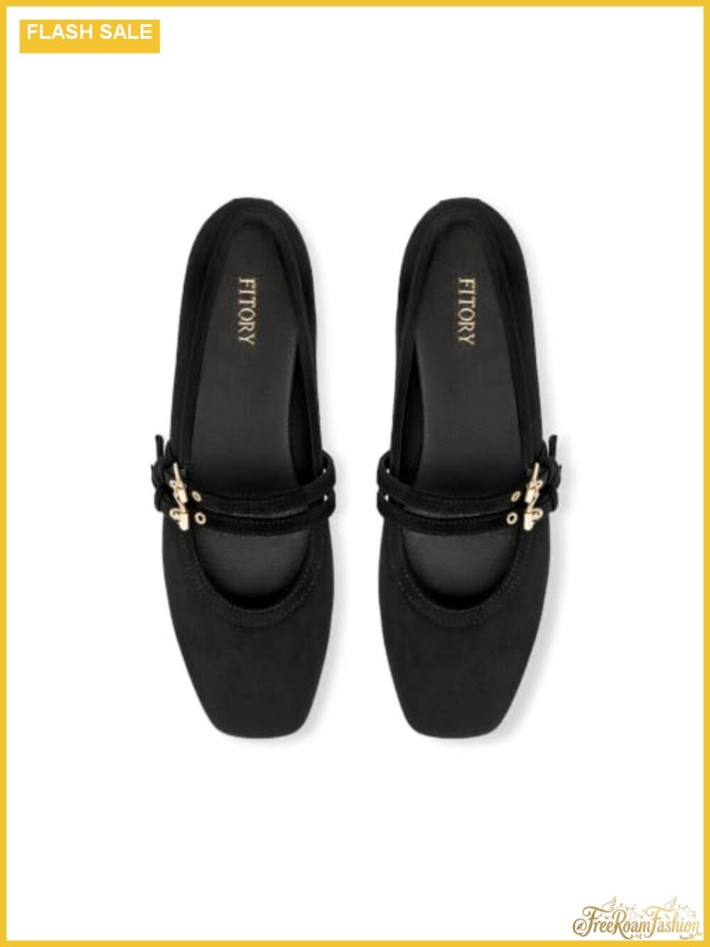 Mary Jane Flats Women Double Strap Buckle Square Toe Dress Ballet Shoes Work